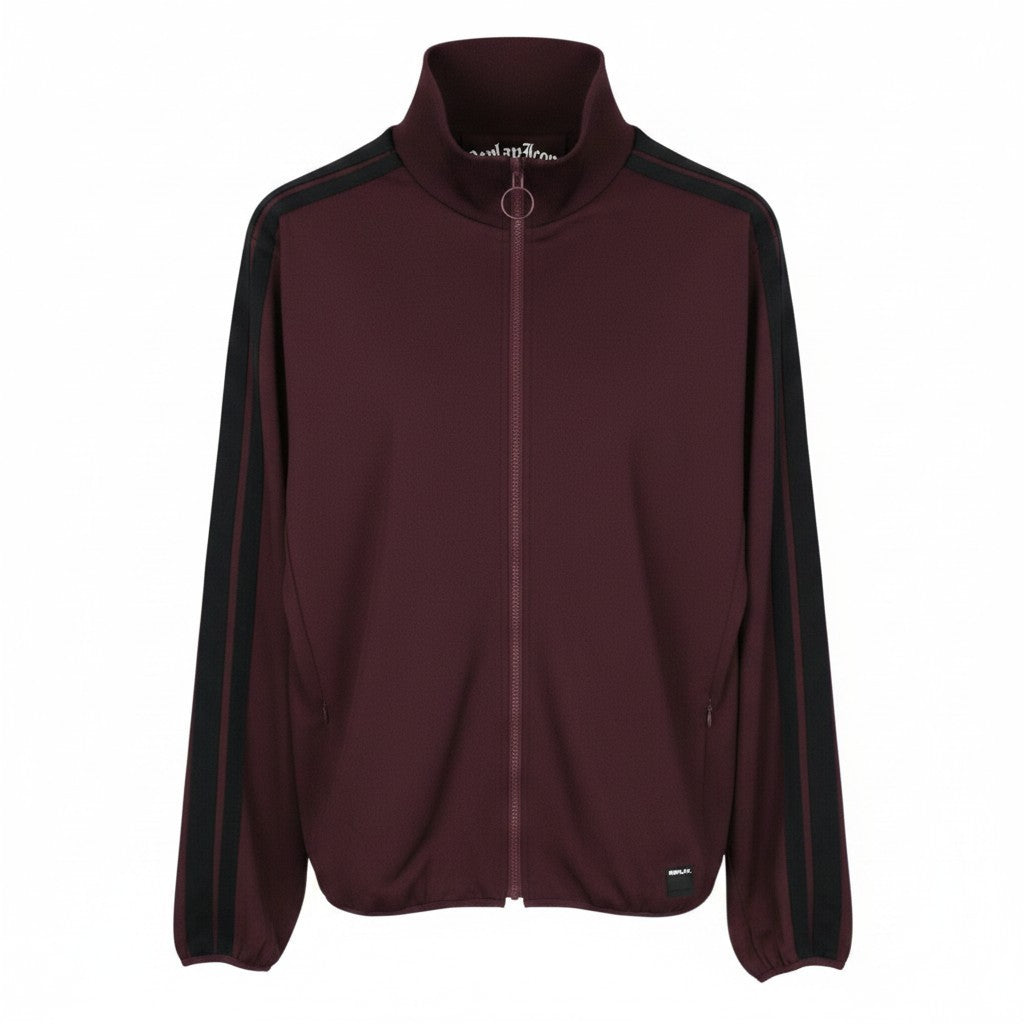 REPLAY Limited Edition Men Sweatshirt XL Burgundy Red Zip Up Long Sleeve Casual