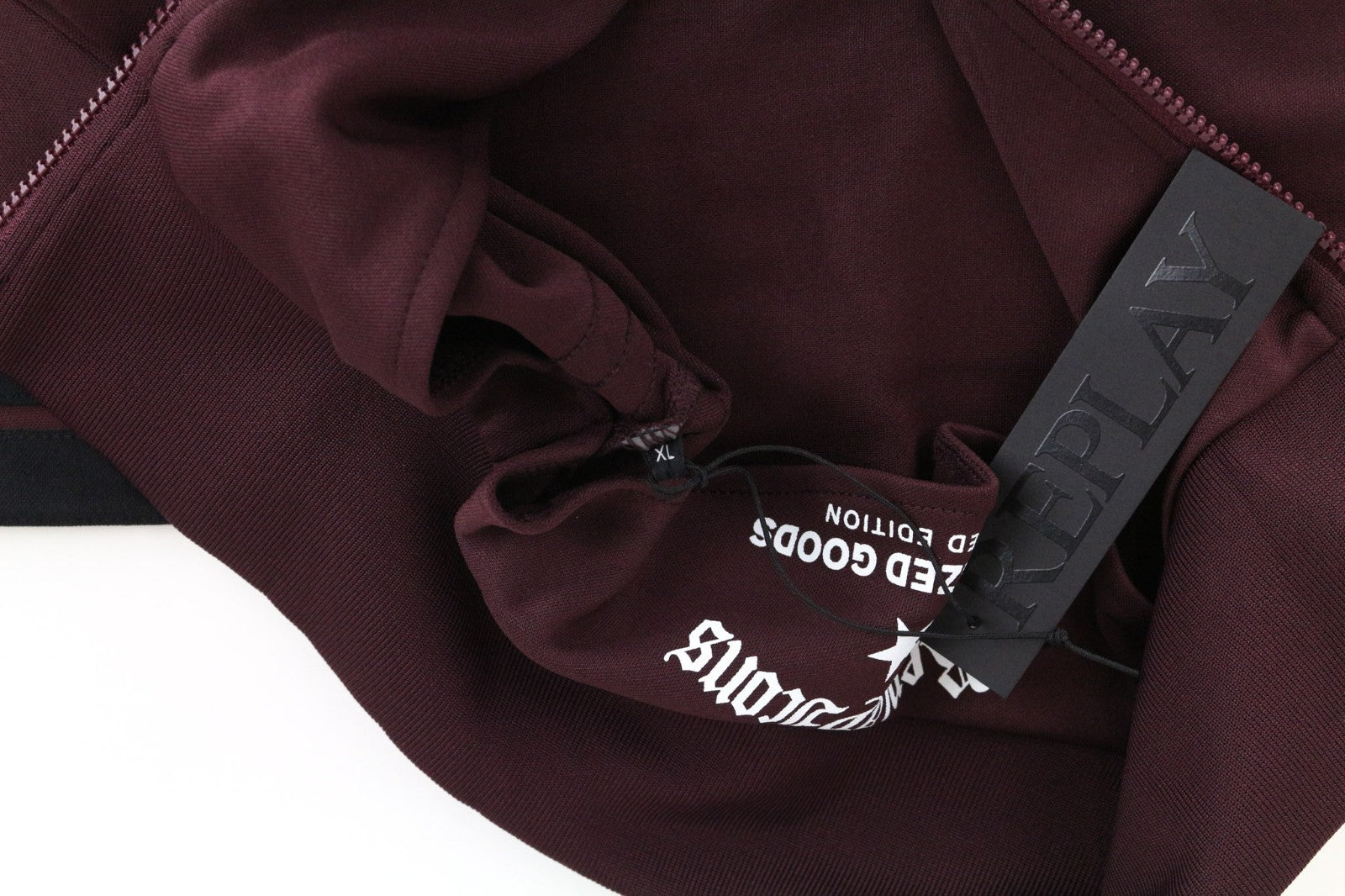 REPLAY Limited Edition Men Sweatshirt XL Burgundy Red Zip Up Long Sleeve Casual