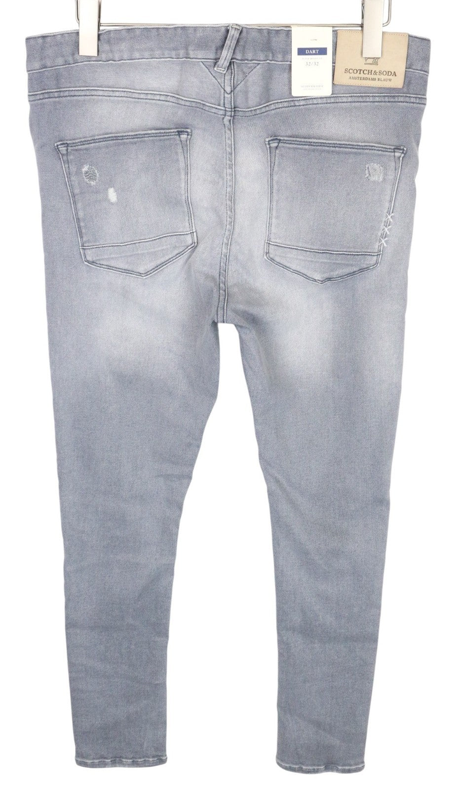 SCOTCH & SODA Dart Men Jeans W32/L32 Super Skinny Fit Grey Wash Distressed