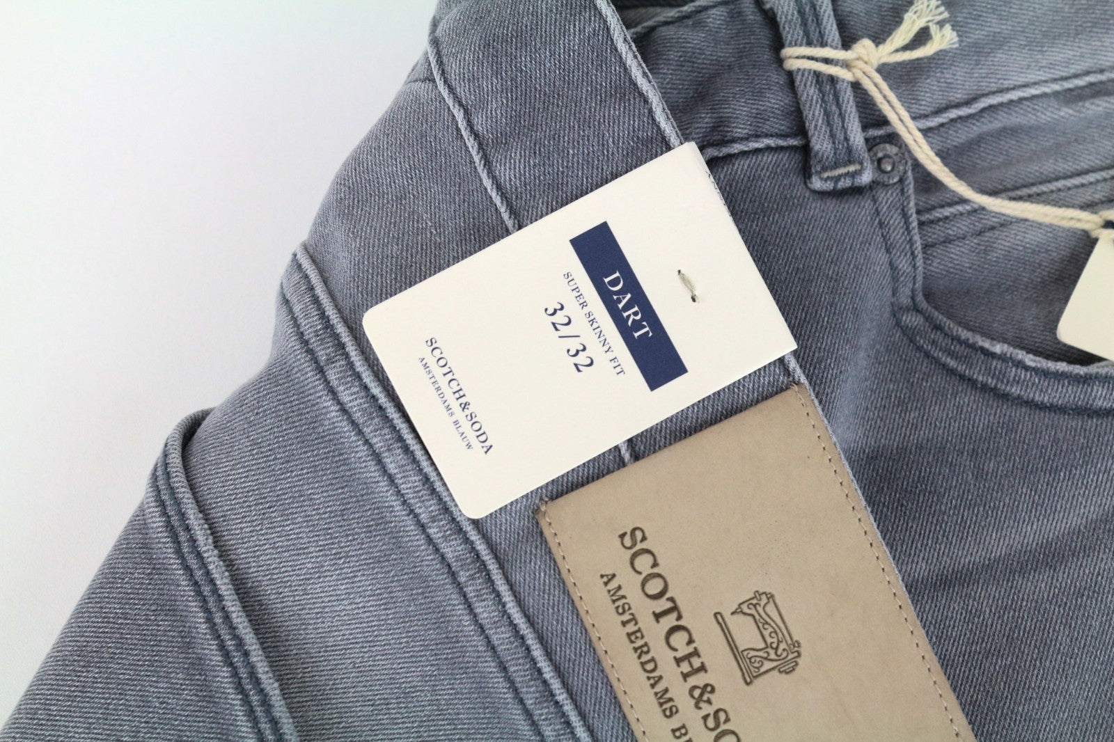 SCOTCH & SODA Dart Men Jeans W32/L32 Super Skinny Fit Grey Wash Distressed