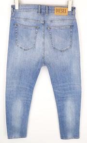 DIESEL D-Vider 081AL Men Jeans W28/L30 Carrot Fit Washed Cotton Stretch Blue