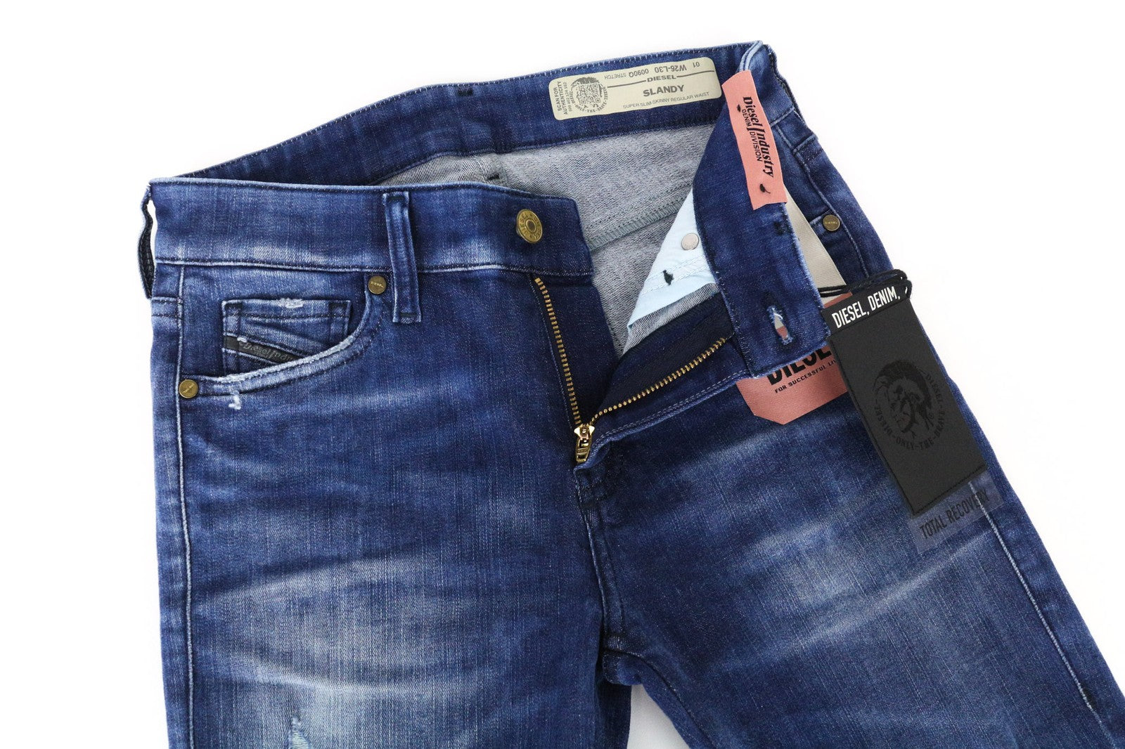 DIESEL Slandy 0090Q Women Jeans W26/L30 Super Slim Skinny Cotton Stretch Blue