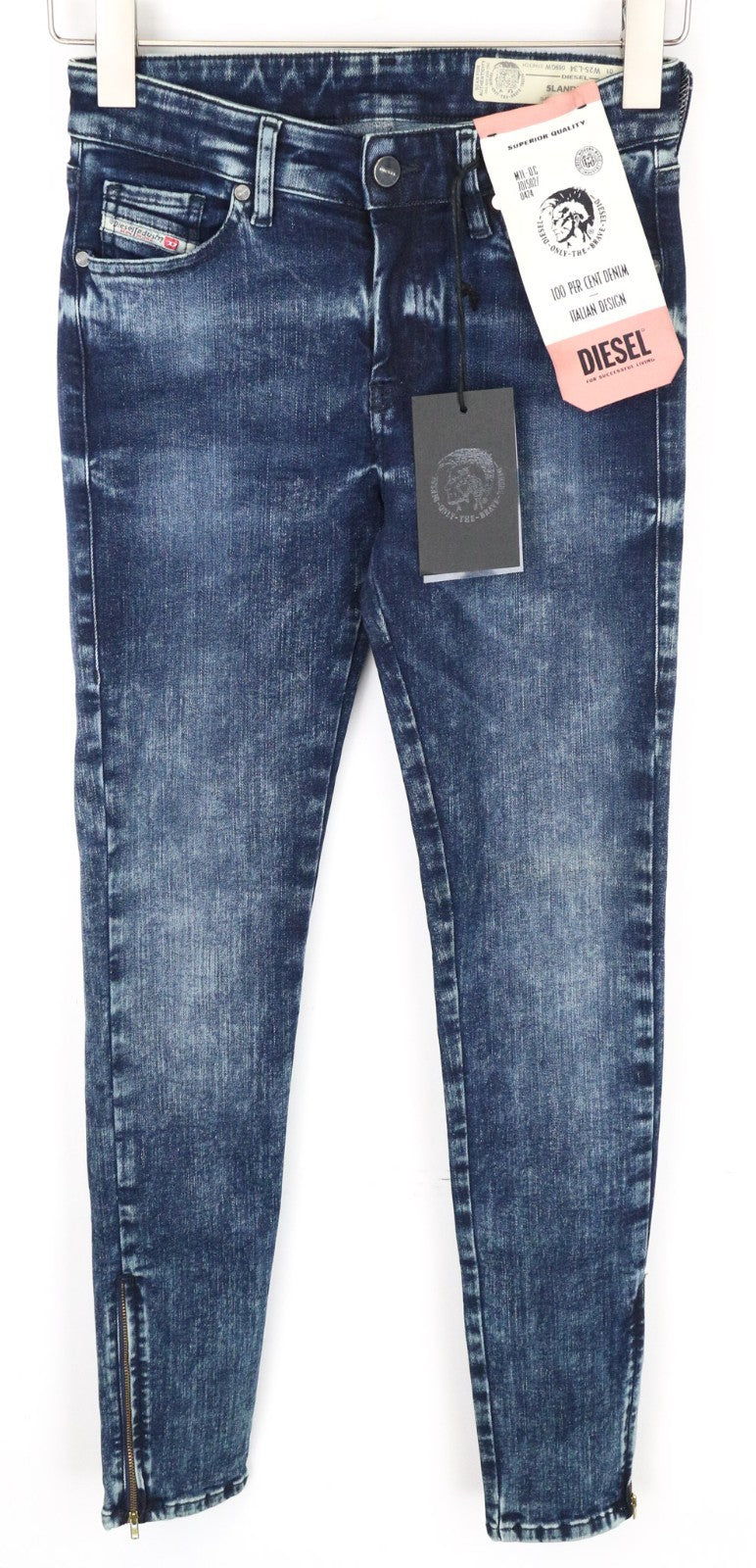 DIESEL Slandy-Zip 069GW Women Jeans W25/L34 Super Skinny Fit Blue Stretch Blue