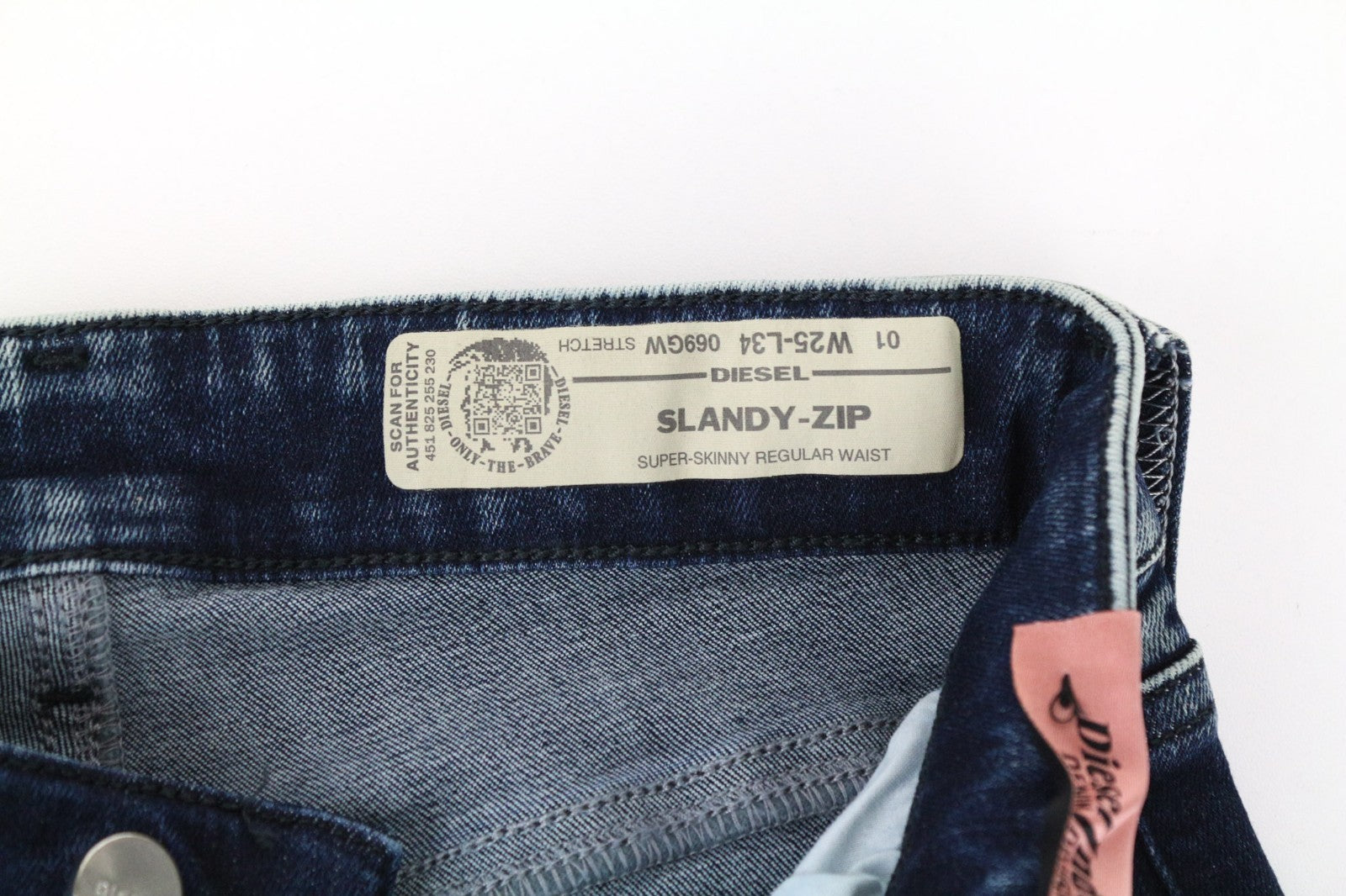 DIESEL Slandy-Zip 069GW Women Jeans W25/L34 Super Skinny Fit Blue Stretch Blue