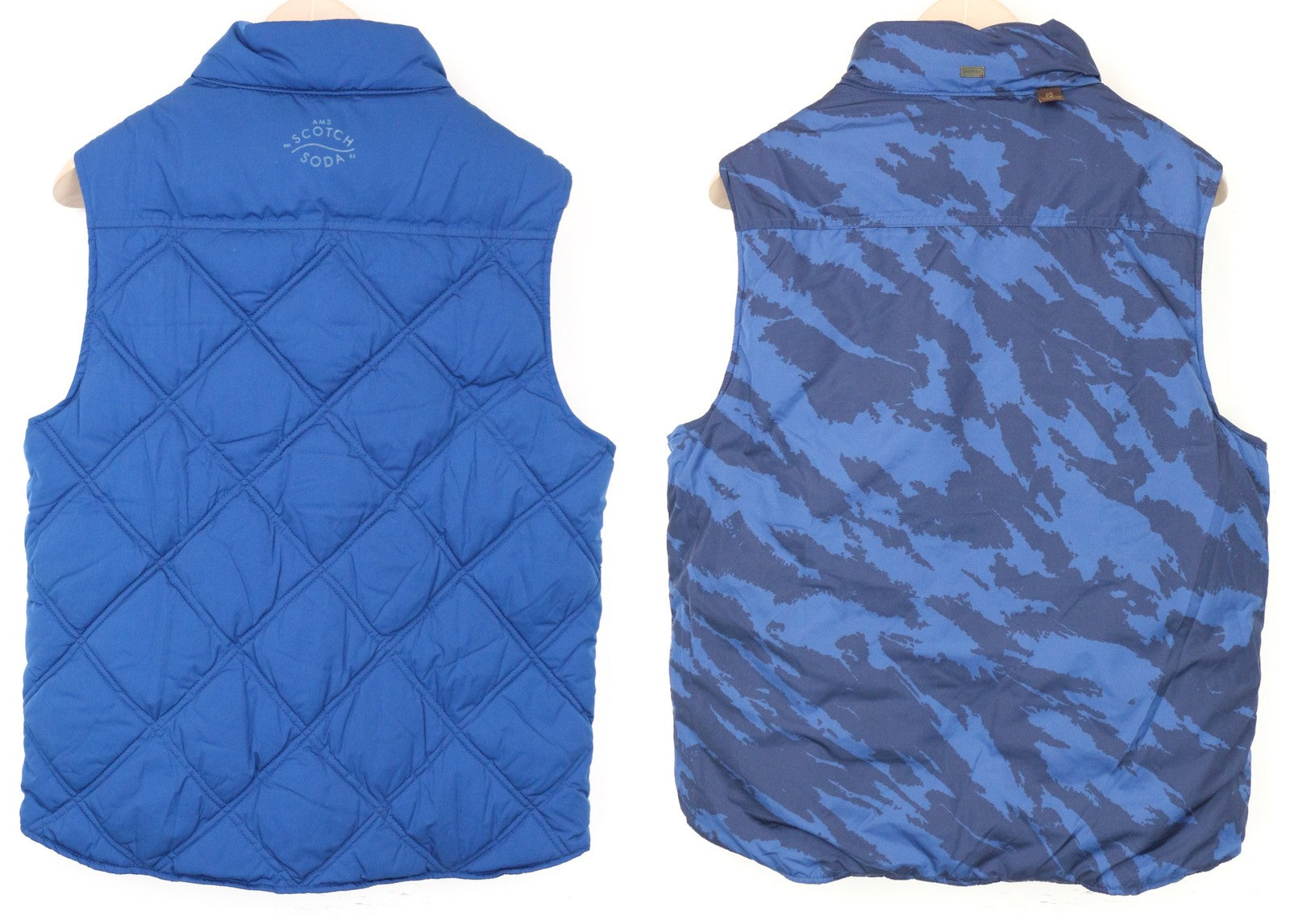 SCOTCH & SODA Ams Couture Men Jacket M Blue Padded Patterned Reversible Gilet