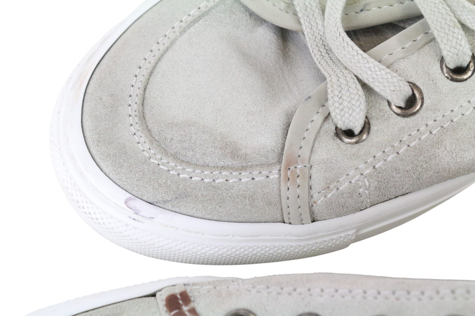 SUITSUPPLY Men Trainers EU41 Grey Beige Laced Suede Low-Top Casual Sneakers
