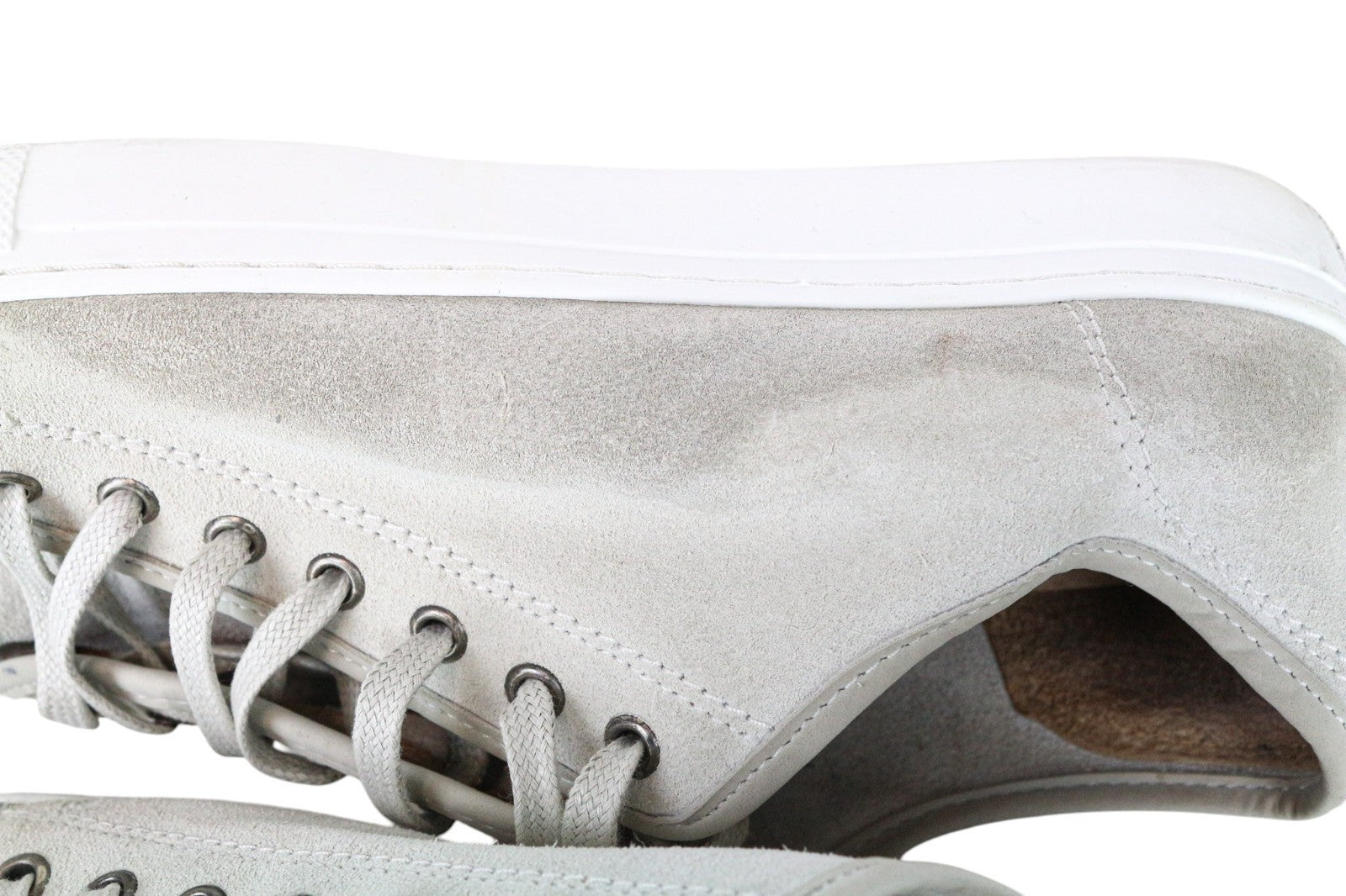 SUITSUPPLY Men Trainers EU41 Grey Beige Laced Suede Low-Top Casual Sneakers