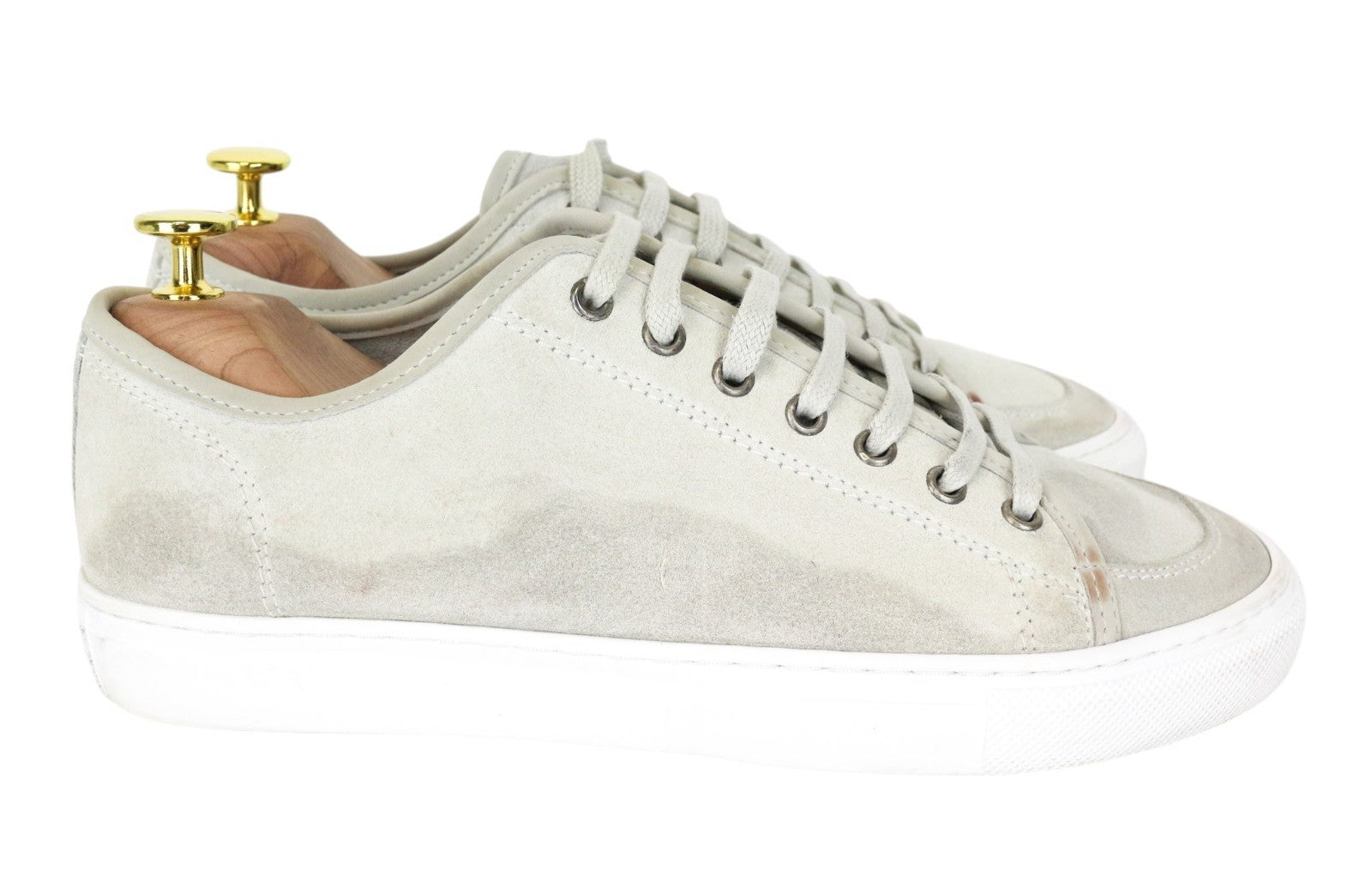 SUITSUPPLY Men Trainers EU41 Grey Beige Laced Suede Low-Top Casual Sneakers
