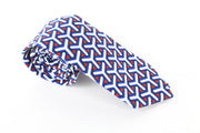 SUITSUPPLY Men Tie 148 x 8 cm Blue White Patterns Linen Cotton Pointed-End