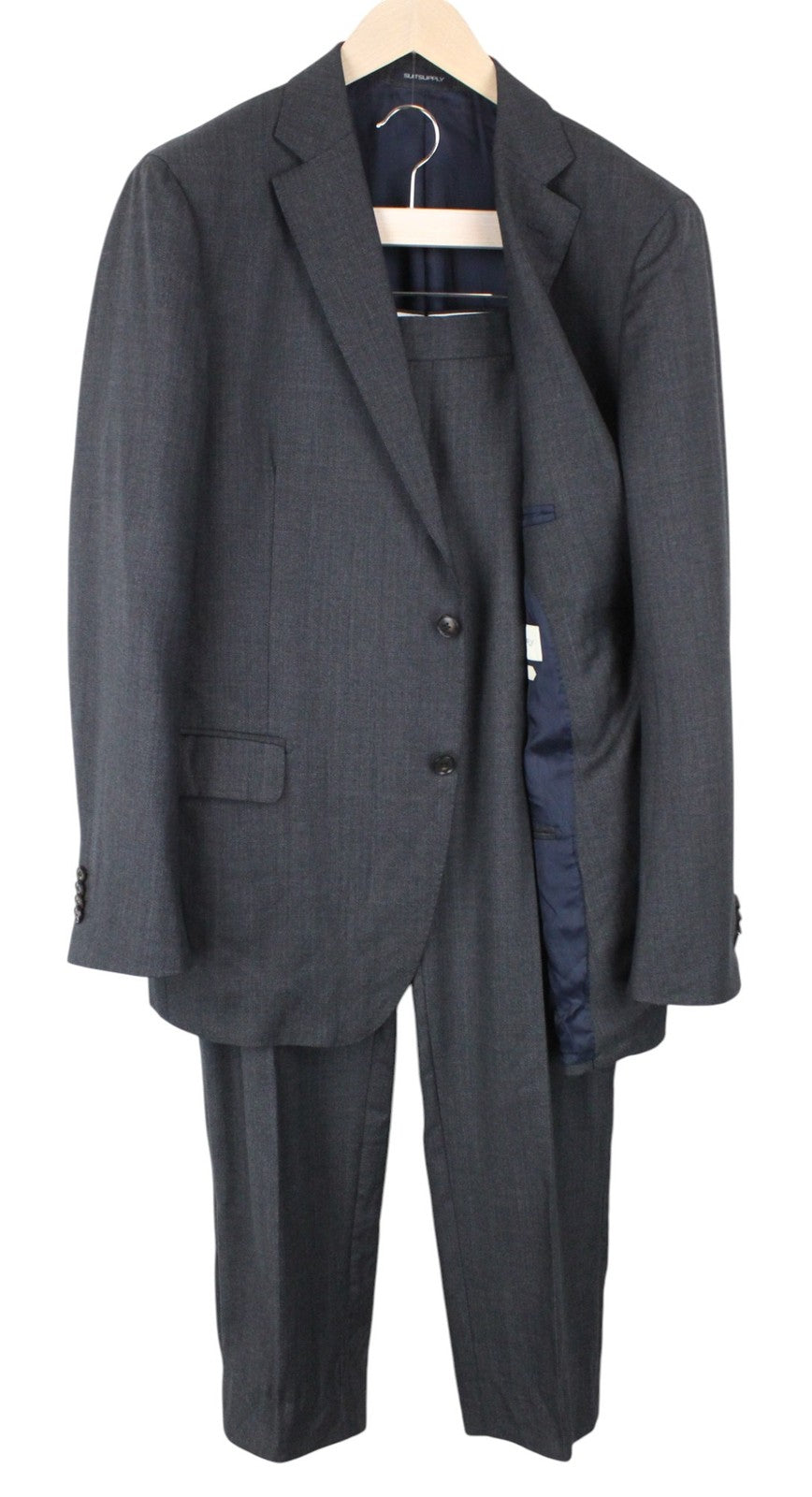 SUITSUPPLY Sienna Men Suit UK46R Single-Breasted Lined Grey Pure Wool 2 Piece
