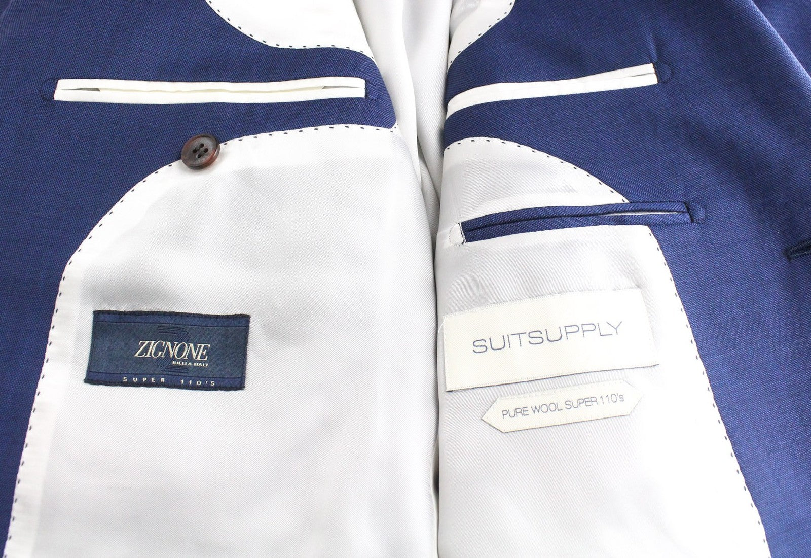 SUITSUPPLY Napoli Men Suit UK36R Classic Blue Pure Wool Super 110's 2 Piece