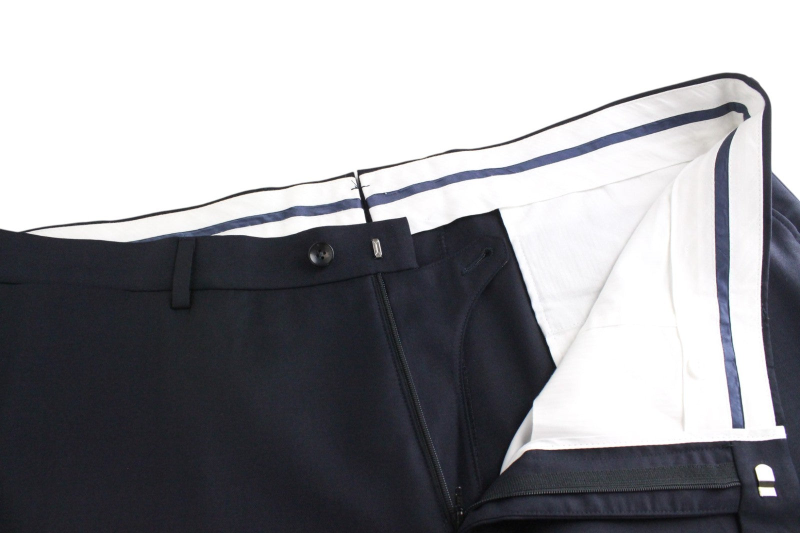 SUITSUPPLY La Spalla Men Suit UK50L Classic Lined Dark Blue Pure Wool 3 Piece