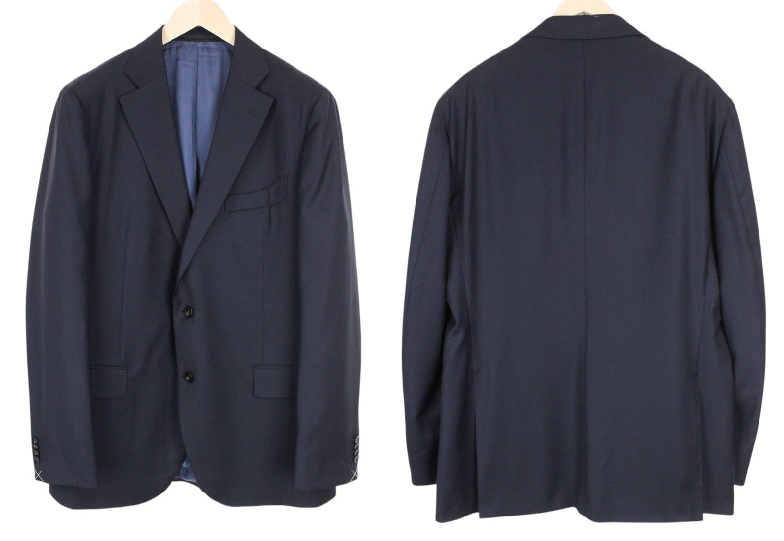 SUITSUPPLY La Spalla Men Suit UK50L Classic Lined Dark Blue Pure Wool 3 Piece