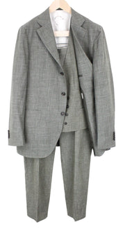 SUITSUPPLY La Spalla Men Suit UK46R Single-Breasted Green Wool Silk Linen 3PC