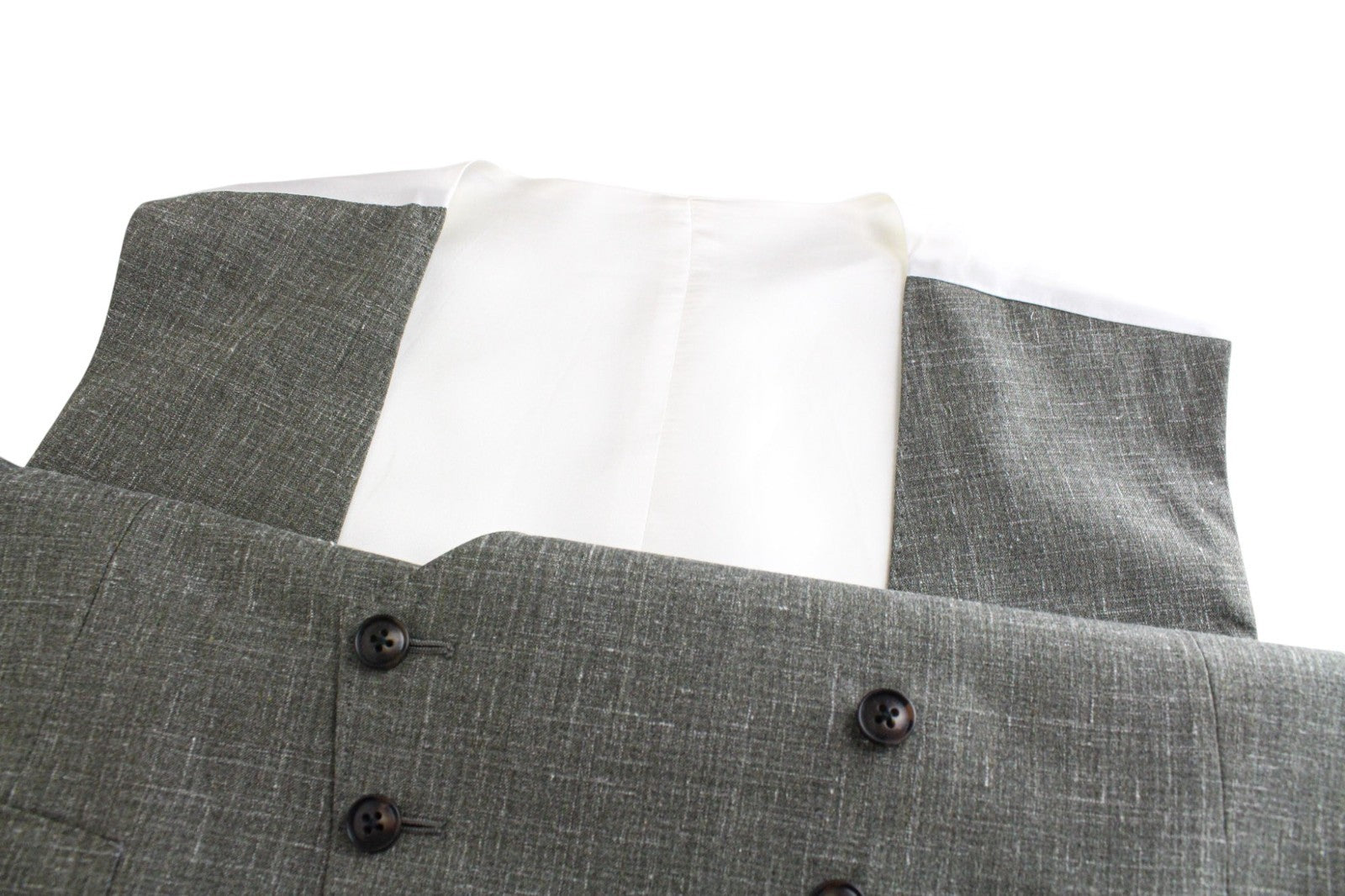 SUITSUPPLY La Spalla Men Suit UK46R Single-Breasted Green Wool Silk Linen 3PC