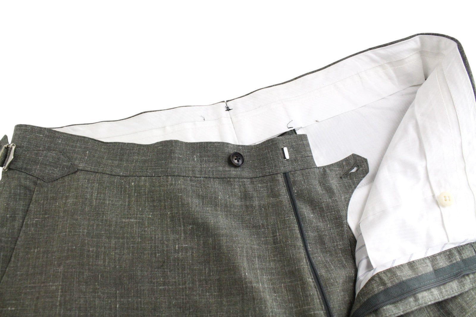 SUITSUPPLY La Spalla Men Suit UK46R Single-Breasted Green Wool Silk Linen 3PC