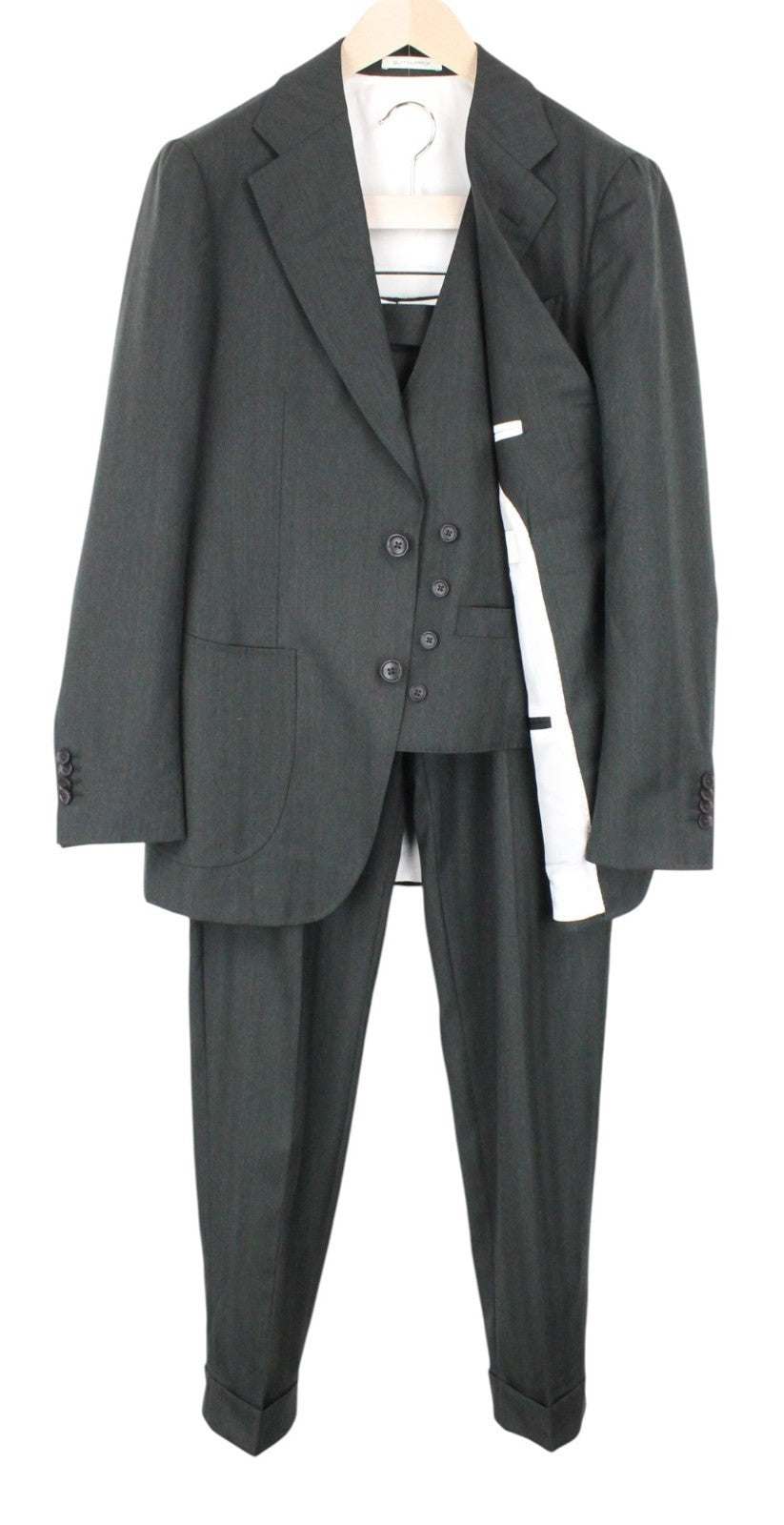 SUITSUPPLY Havana Tulip Men Suit UK38R Green Pure Wool Super 130's Slim 3 Piece