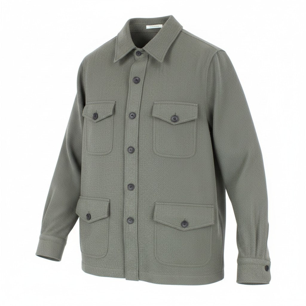 SUITSUPPLY William Men Jacket UK44R Green Wool Cotton Mix Lightweight Shacket