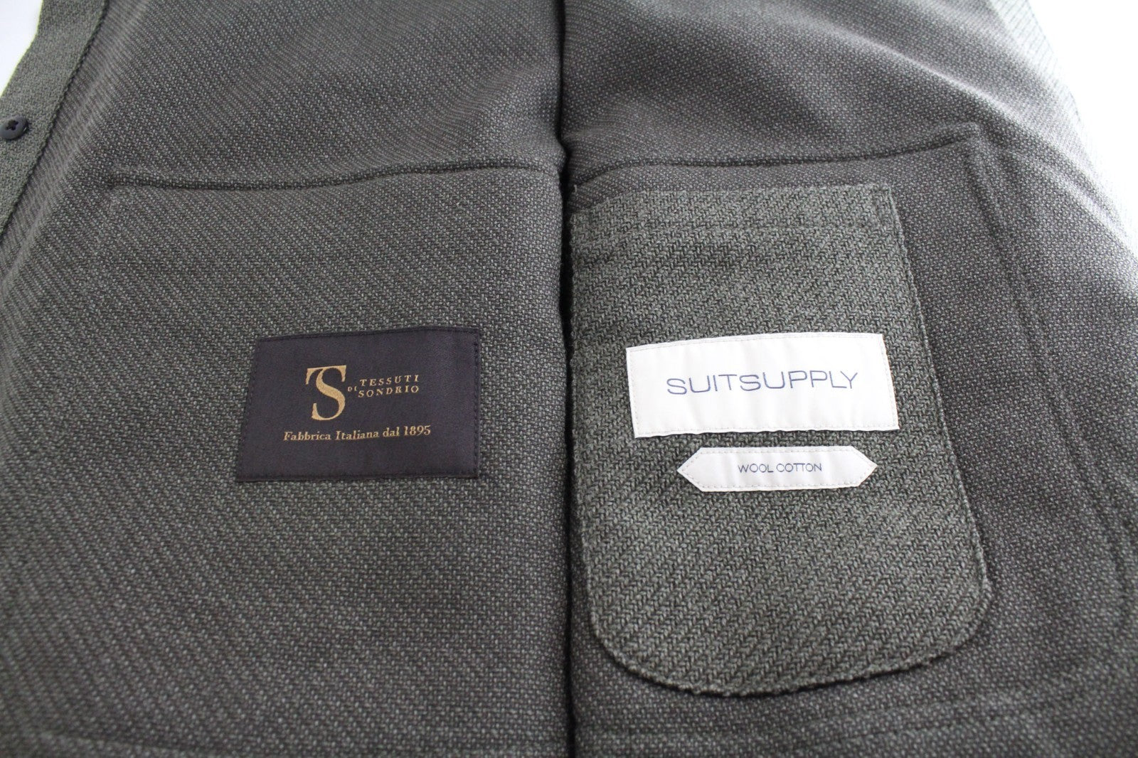 SUITSUPPLY William Men Jacket UK44R Green Wool Cotton Mix Lightweight Shacket