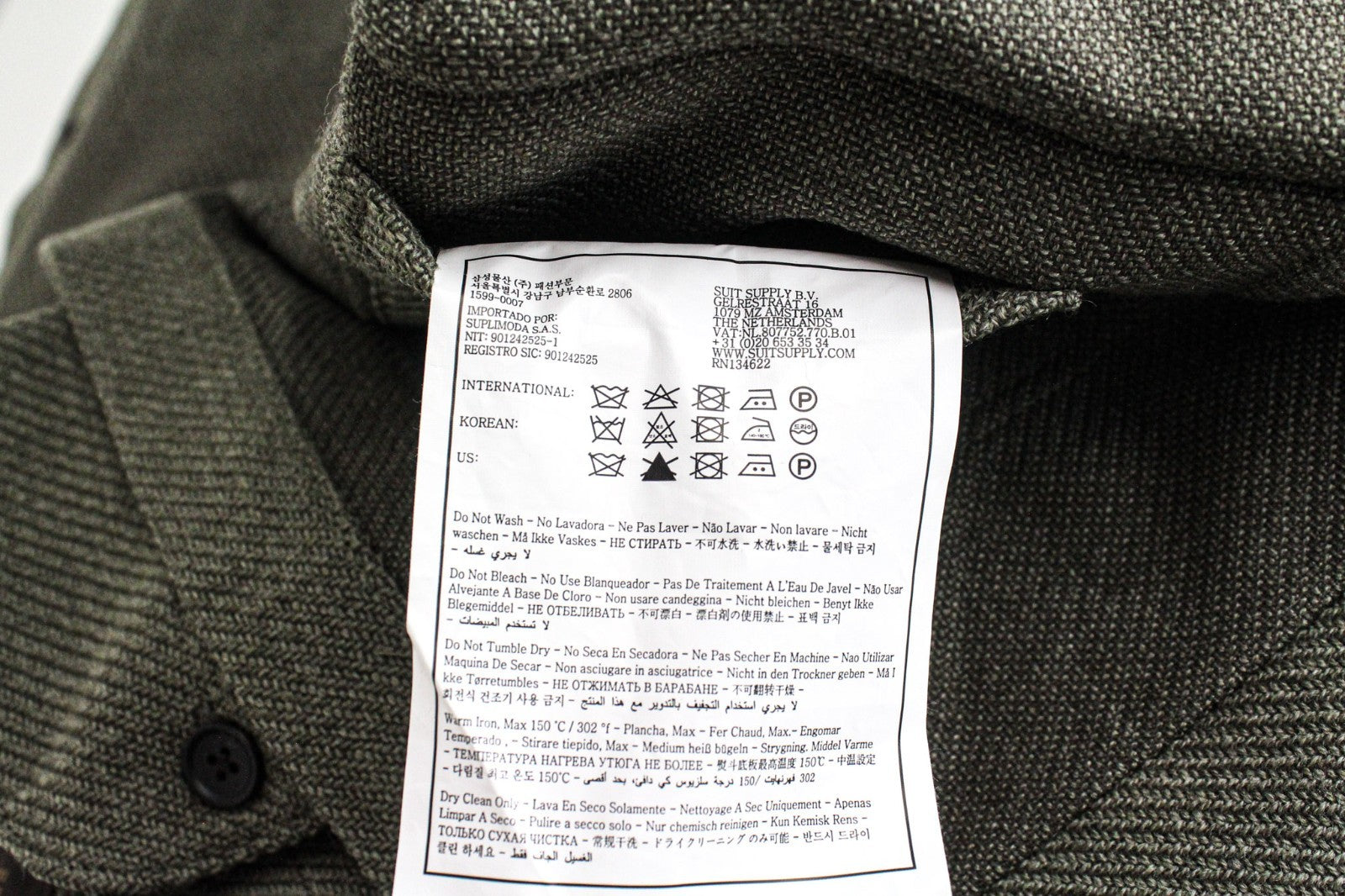 SUITSUPPLY William Men Jacket UK44R Green Wool Cotton Mix Lightweight Shacket