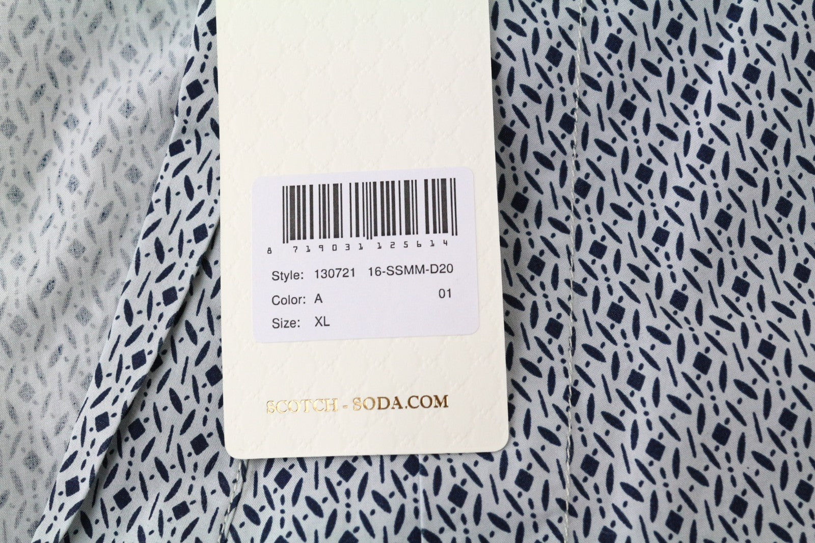 SCOTCH & SODA Ams Couture Men Shirt XL Long Sleeved Cotton White Blue V-Neck
