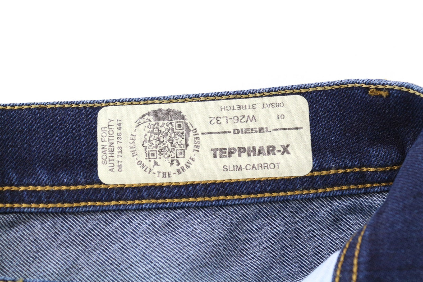 DIESEL Tepphar-X 083AT Men Jeans W26/L32 Boys Slim-Carrot Fit Blue Stain Look