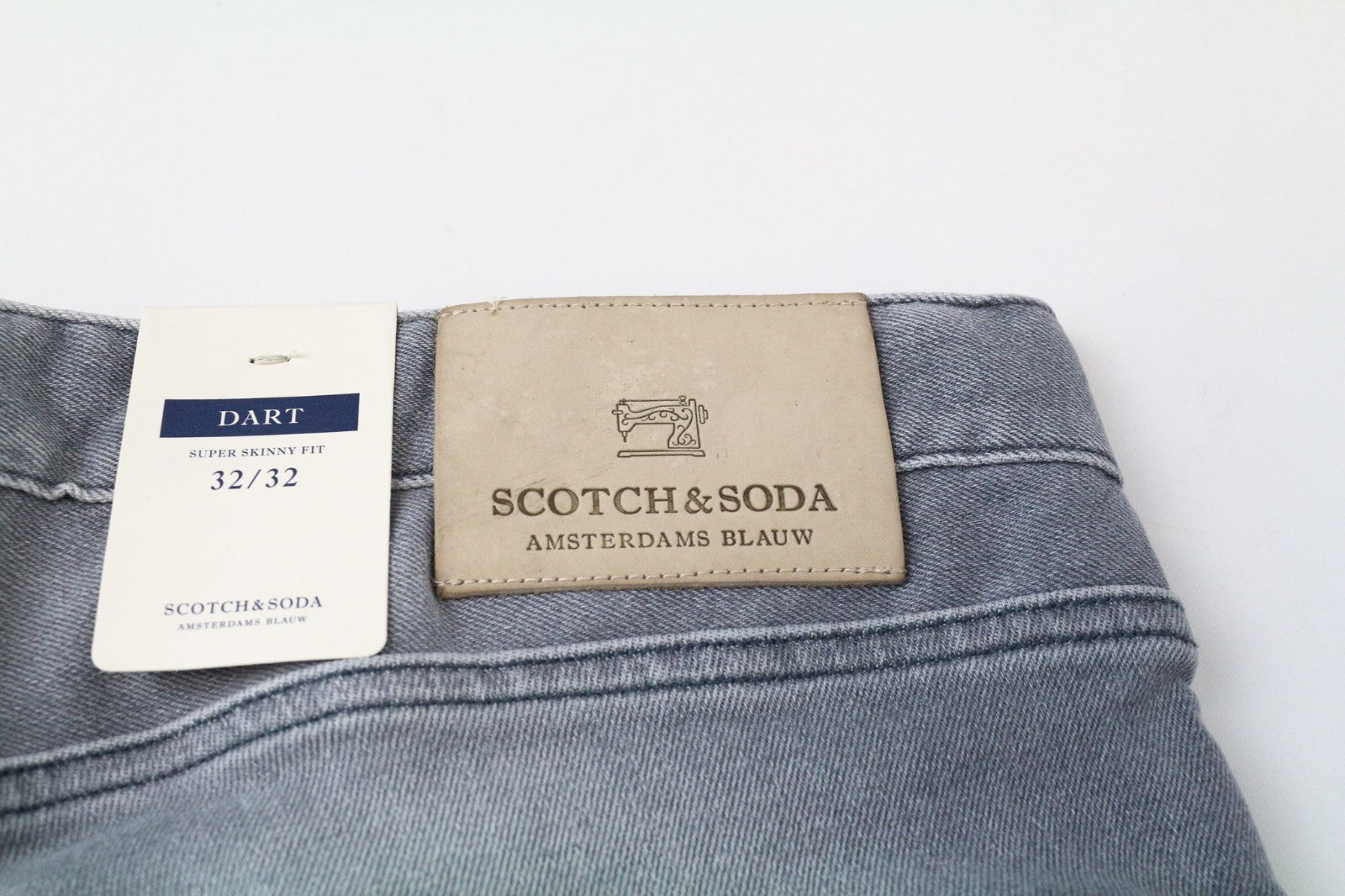 SCOTCH & SODA Dart Men Jeans W32/L32 Super Skinny Fit Distressed Faded Grey