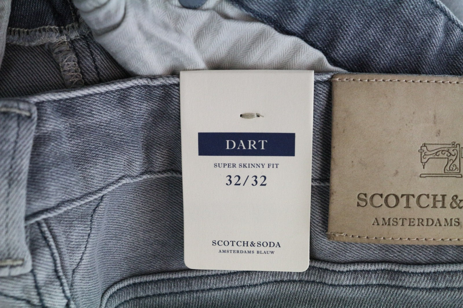 SCOTCH & SODA Dart Men Jeans W32/L32 Super Skinny Fit Distressed Faded Grey