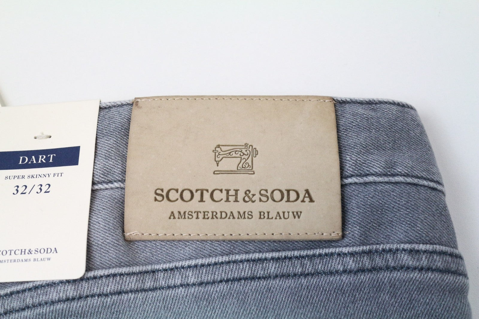 SCOTCH & SODA Dart Men Jeans W32/L32 Super Skinny Fit Distressed Wash Grey