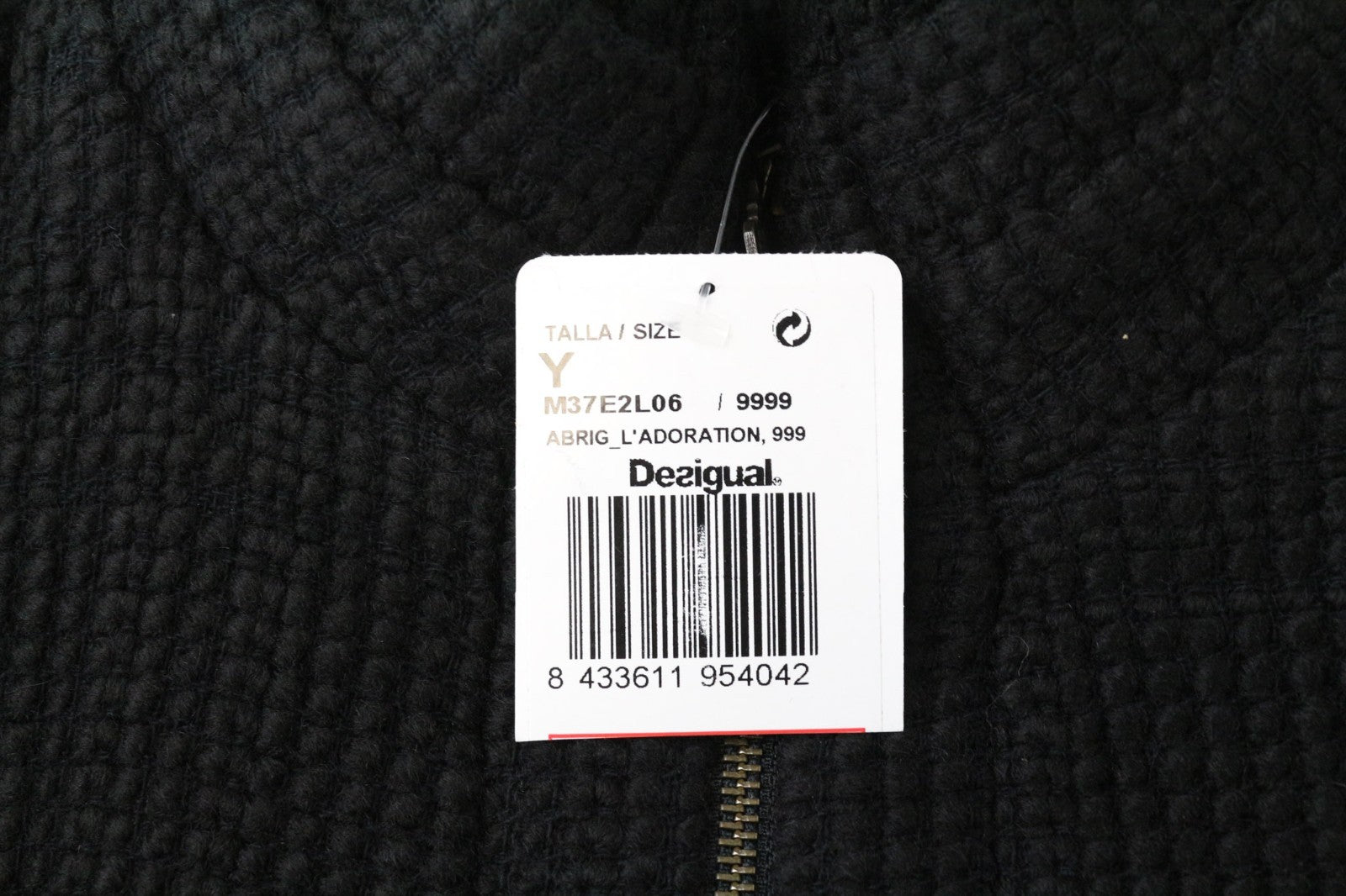 DESIGUAL L'Adoration Women Coat 38 M Black Cotton Wool Blend Embroidered