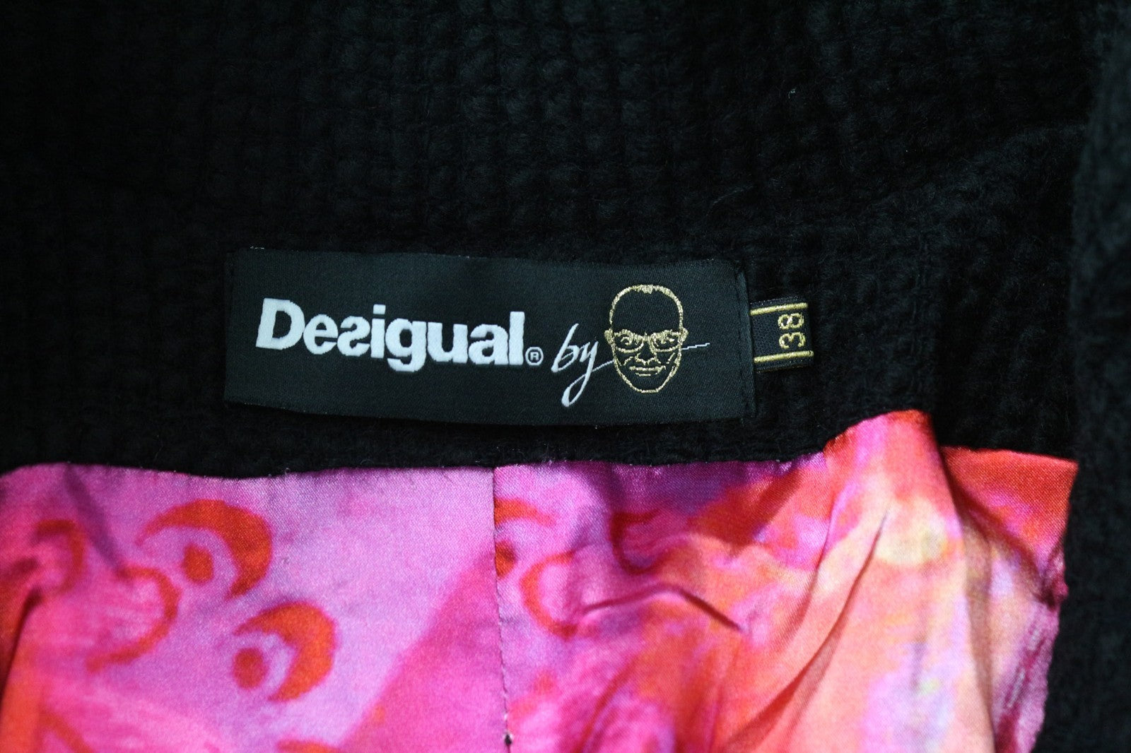 DESIGUAL L'Adoration Women Coat 38 M Black Cotton Wool Blend Embroidered