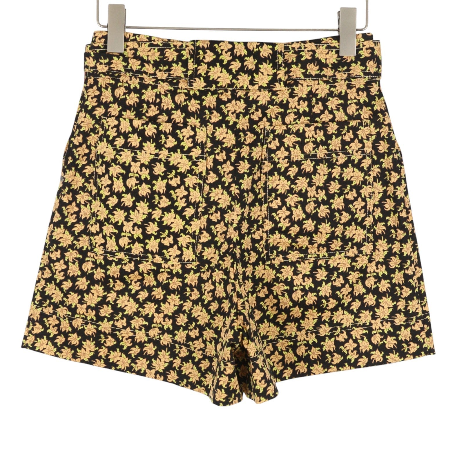 MAISON SCOTCH Women Shorts S W29 Black Floral All Over Print Pleated High Waist
