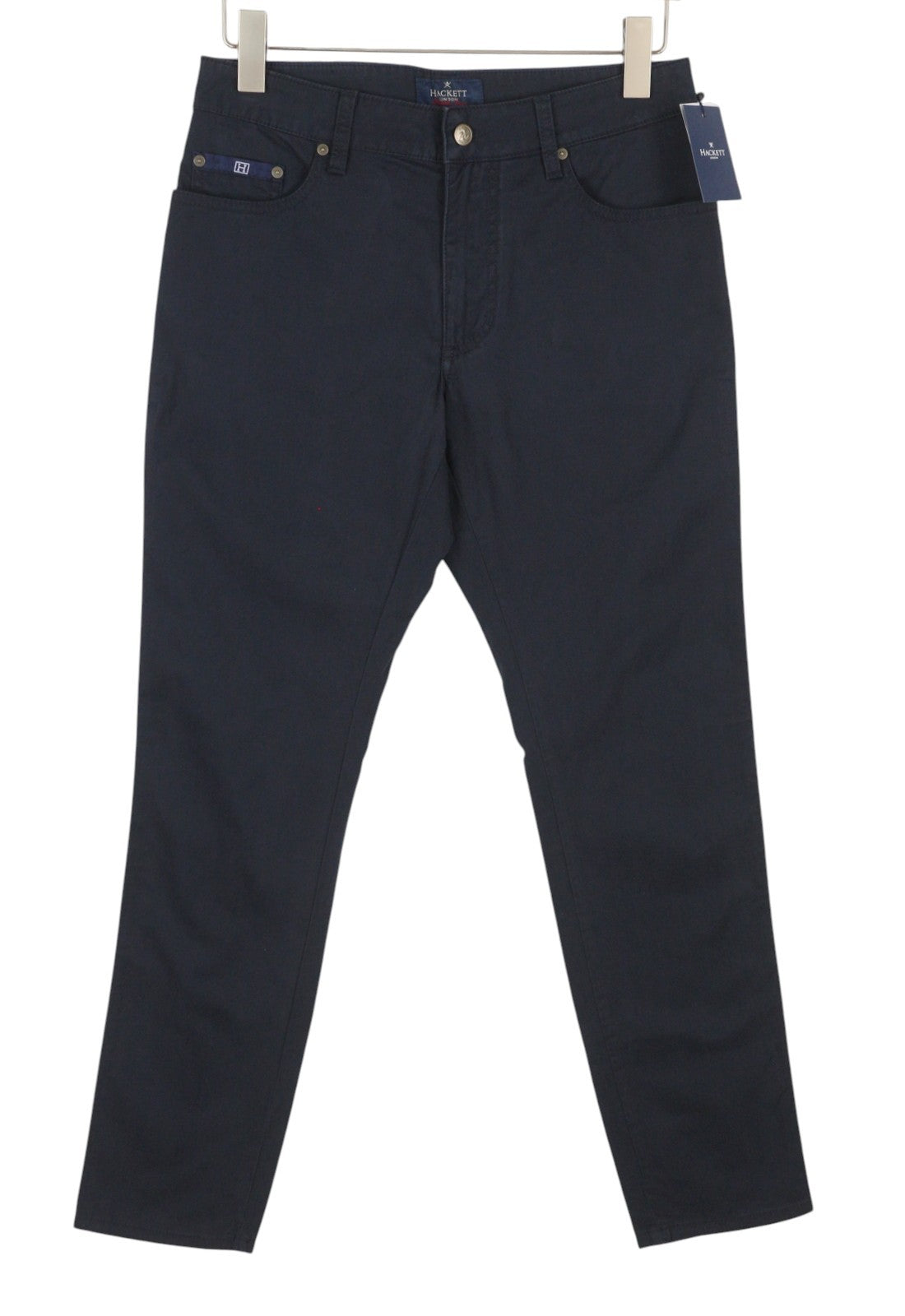 HACKETT Trinity 5 PKT Men Trousers W30 Dark Blue Bespoke Zipper Slim Fit