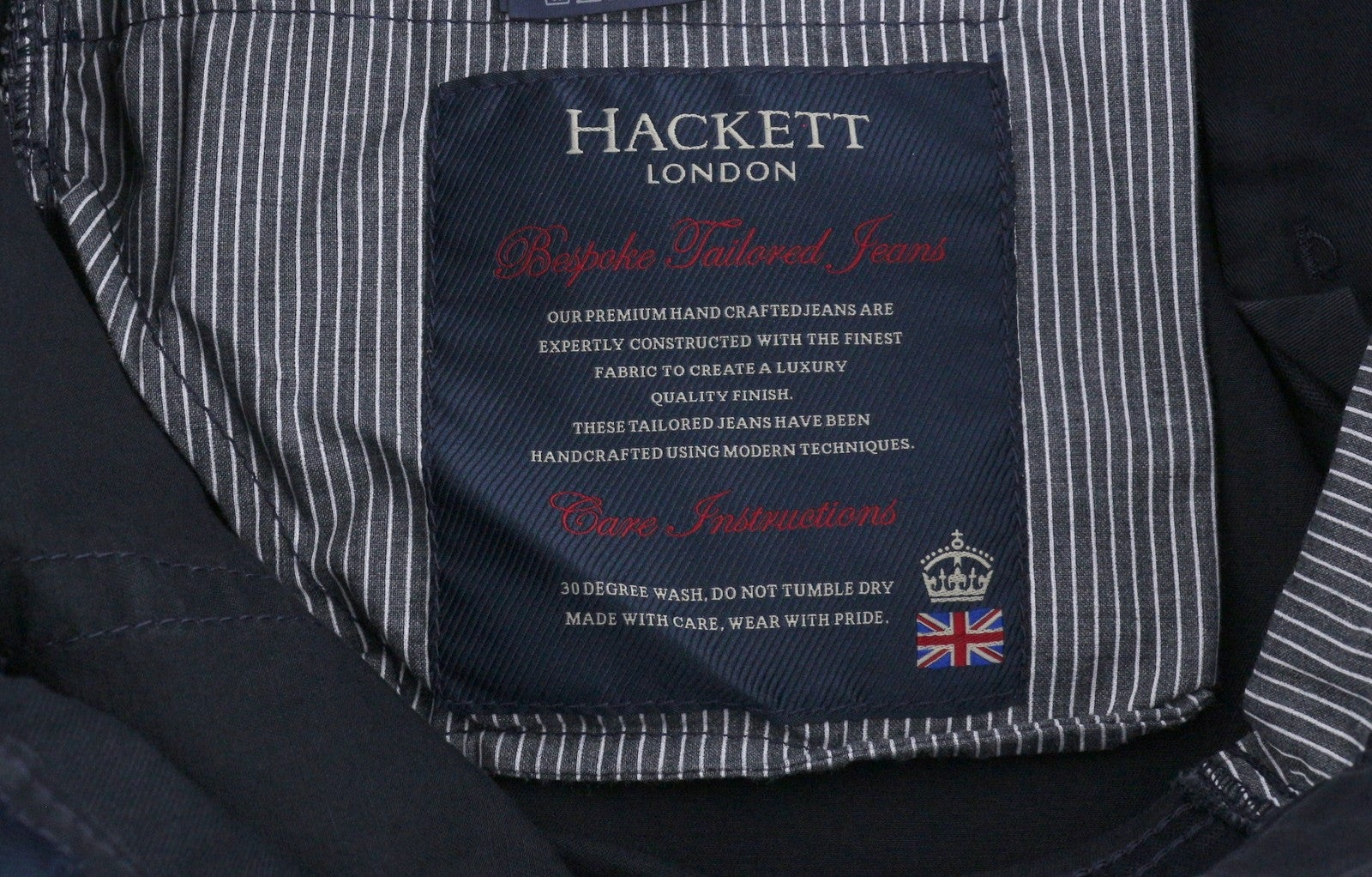 HACKETT Trinity 5 PKT Men Trousers W30 Dark Blue Bespoke Zipper Slim Fit