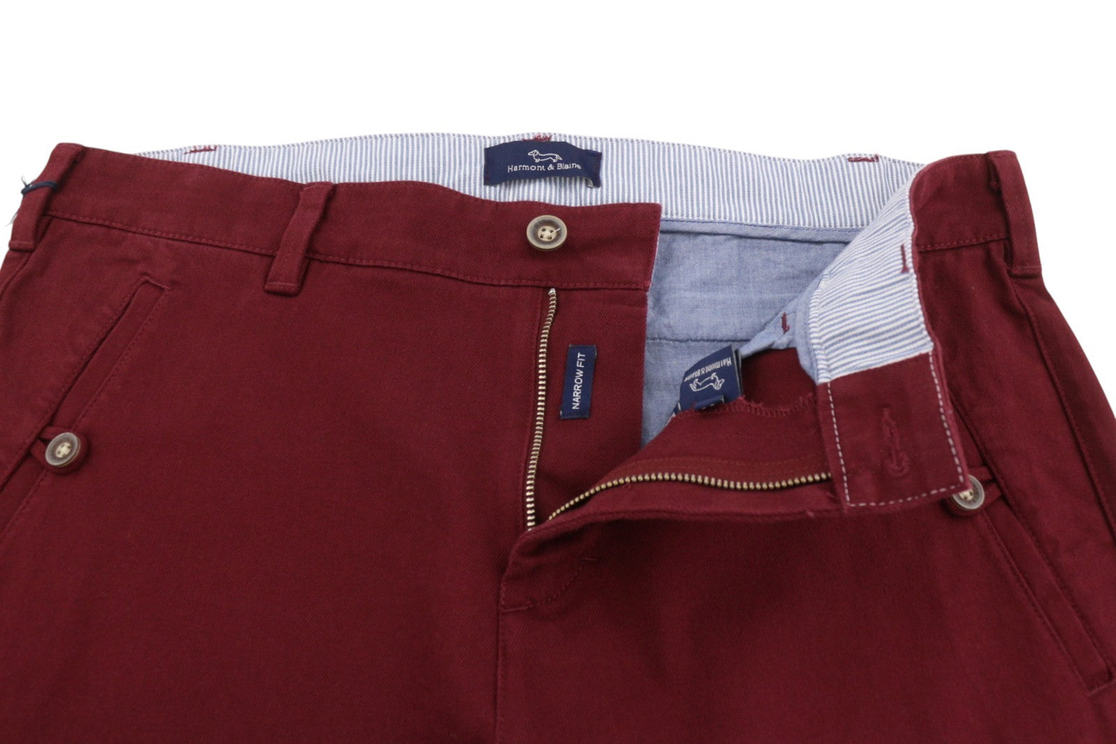 HARMONT & BLAINE Men Trousers 50 W37 Red Narrot Fit Zip Fly Chino