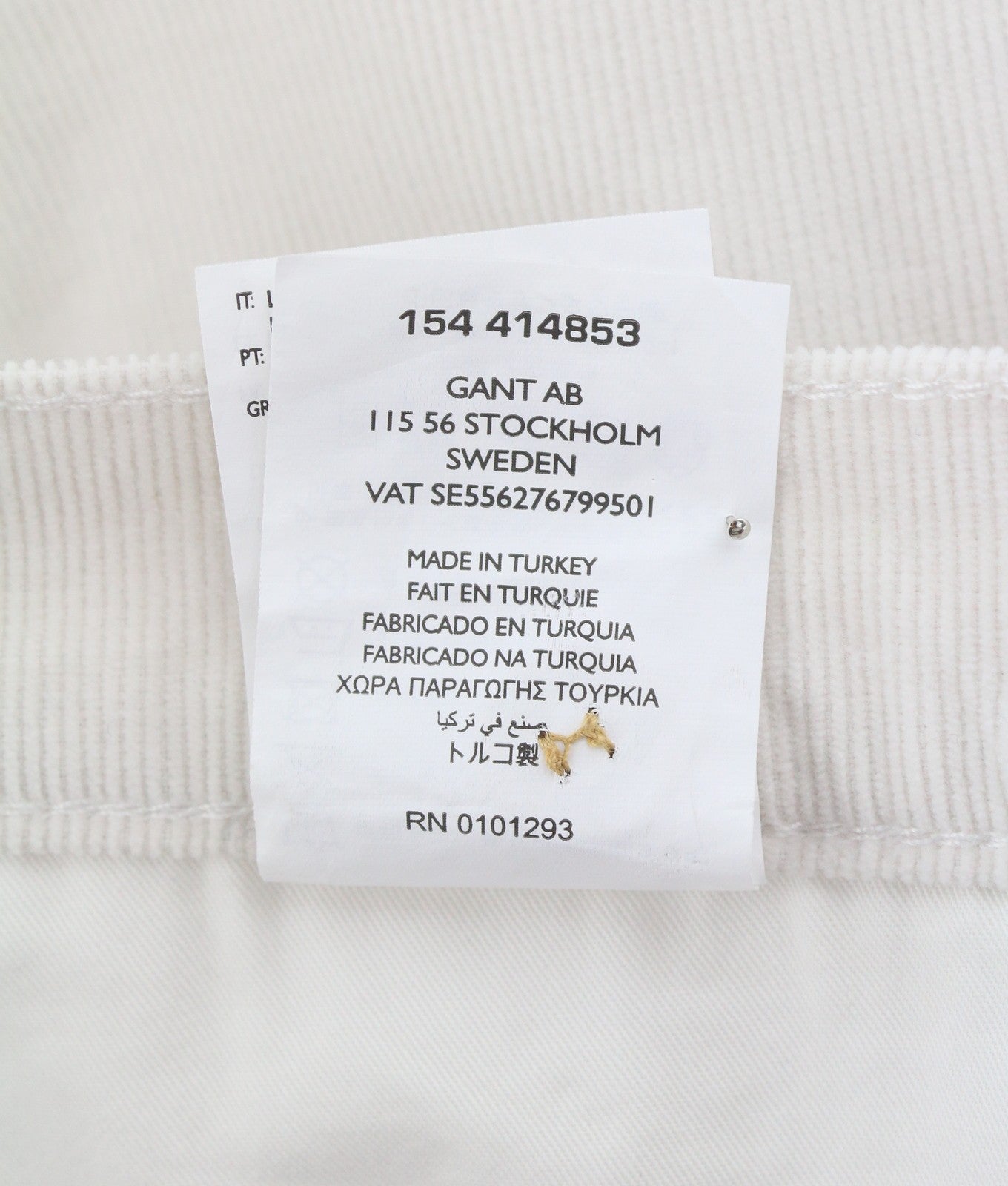 GANT Rugger The Cordster Men Trousers W30/L34 Ivory Slim Fit Cropped