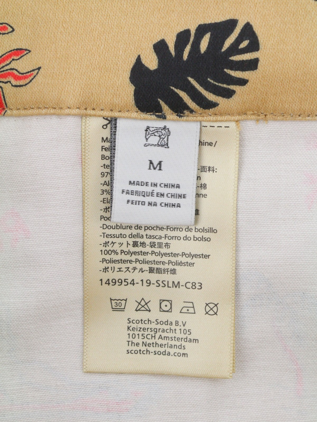 MAISON SCOTCH Women Trousers M W30 Beige All-Over Patterned Cripped Belted