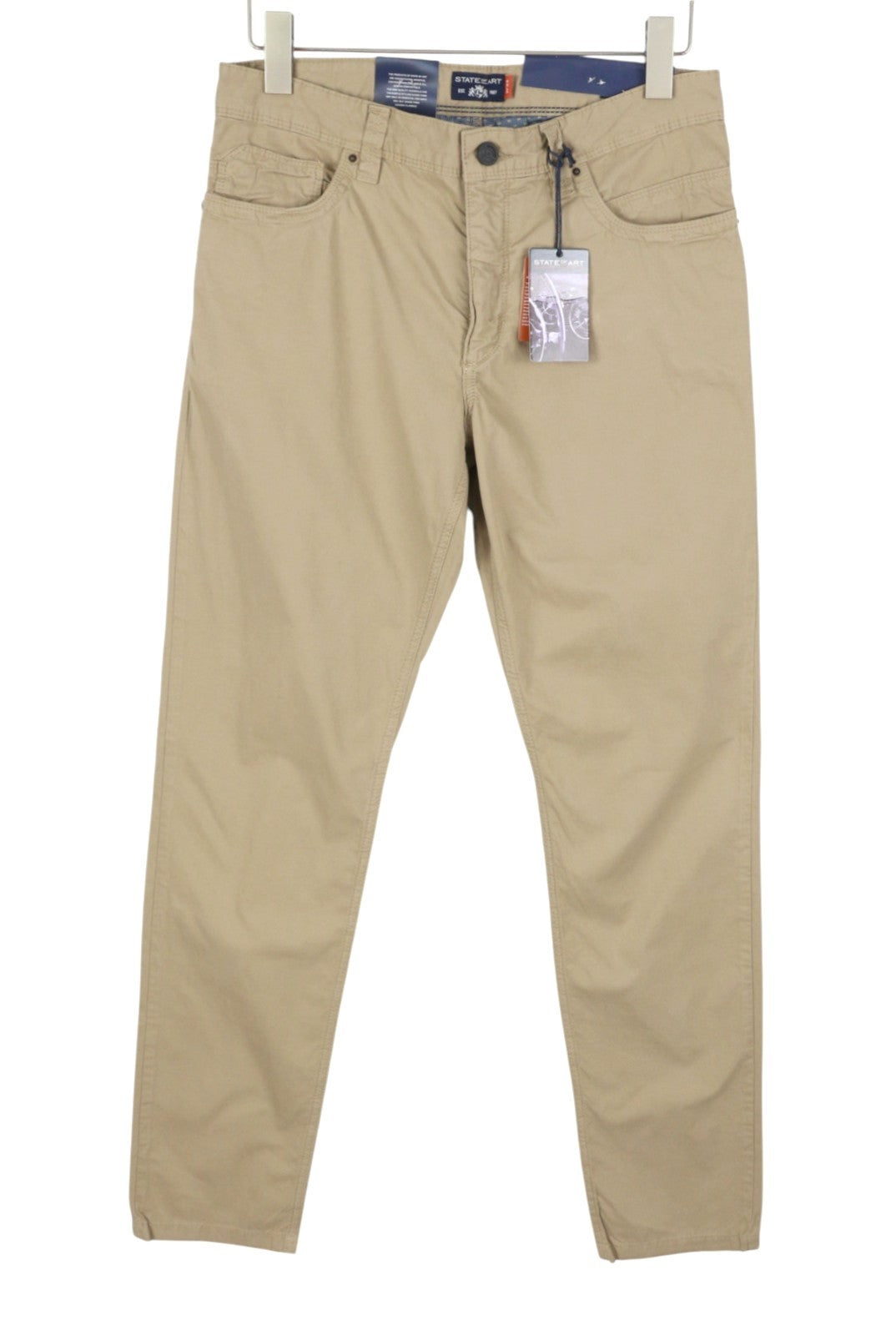 STATE OF ART Monza Men Trousers W33/L34 Beige Regular Fit Zip Fly Casual