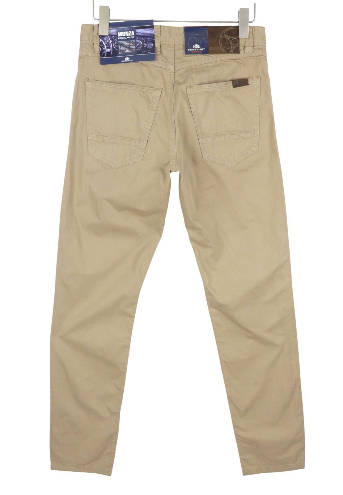 STATE OF ART Monza Men Trousers W33/L34 Beige Regular Fit Zip Fly Casual
