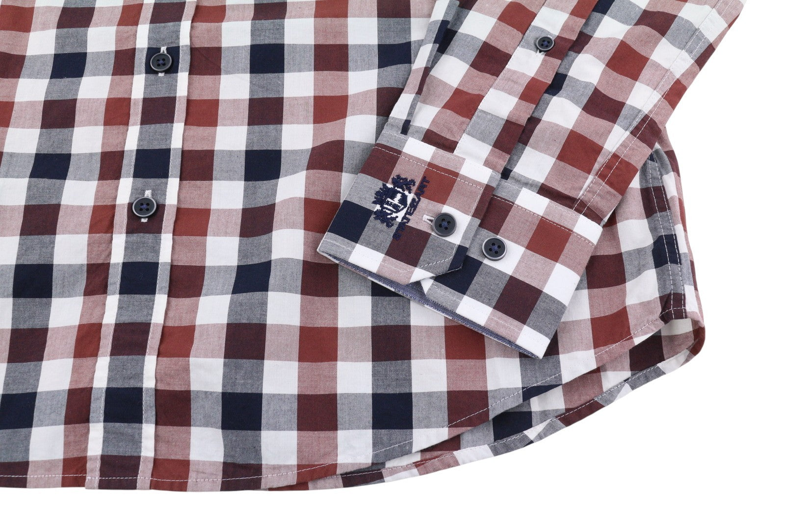 STATE OF ART Men Shirt S Plaid Button Down Neck Patch Pocket Casual