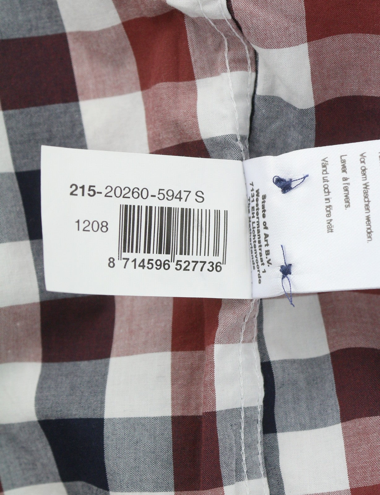 STATE OF ART Men Shirt S Plaid Button Down Neck Patch Pocket Casual
