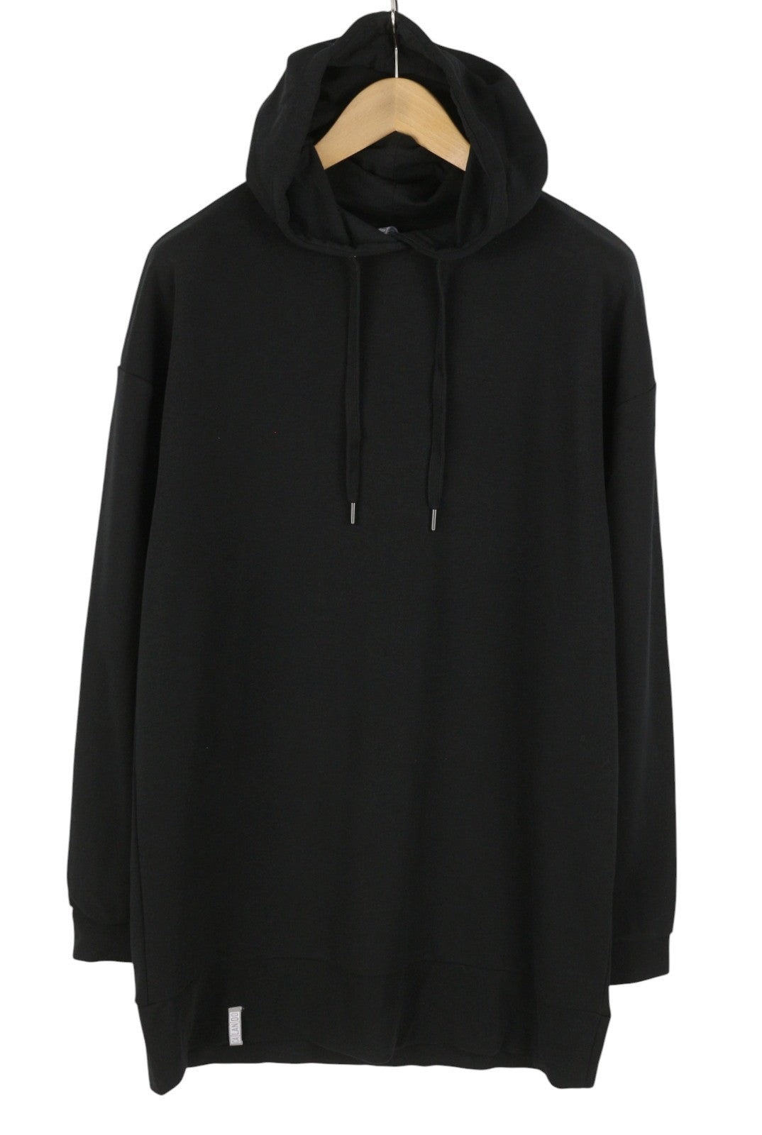CALANDO Women Dress S Black Oversized Hoodie Long Sleeve