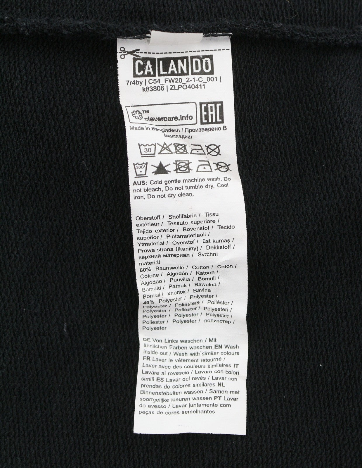 CALANDO Women Dress S Black Oversized Hoodie Long Sleeve