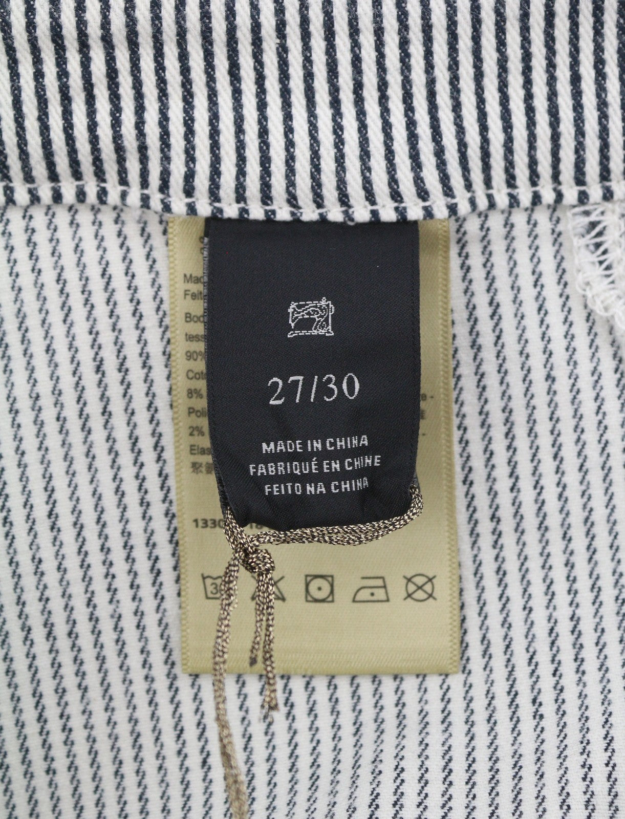MAISON SCOTCH Women Trousers W27/L30 White Pinstriped Skinny High Rise Belted