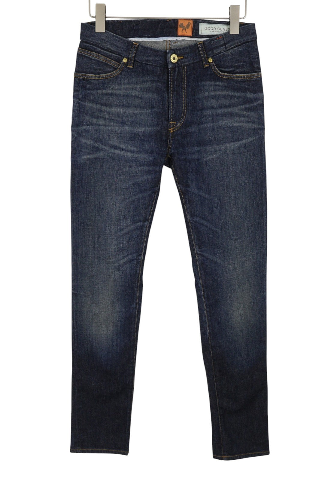 GOOD GENES Men Jeans W29/L34 Blue Whiskers Faded Zip Fly Slim Fit Denim