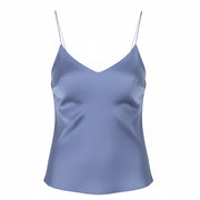 MAX MARA Women Blouse EU38 Blue Spaghetti Strap Glossy Look Lined