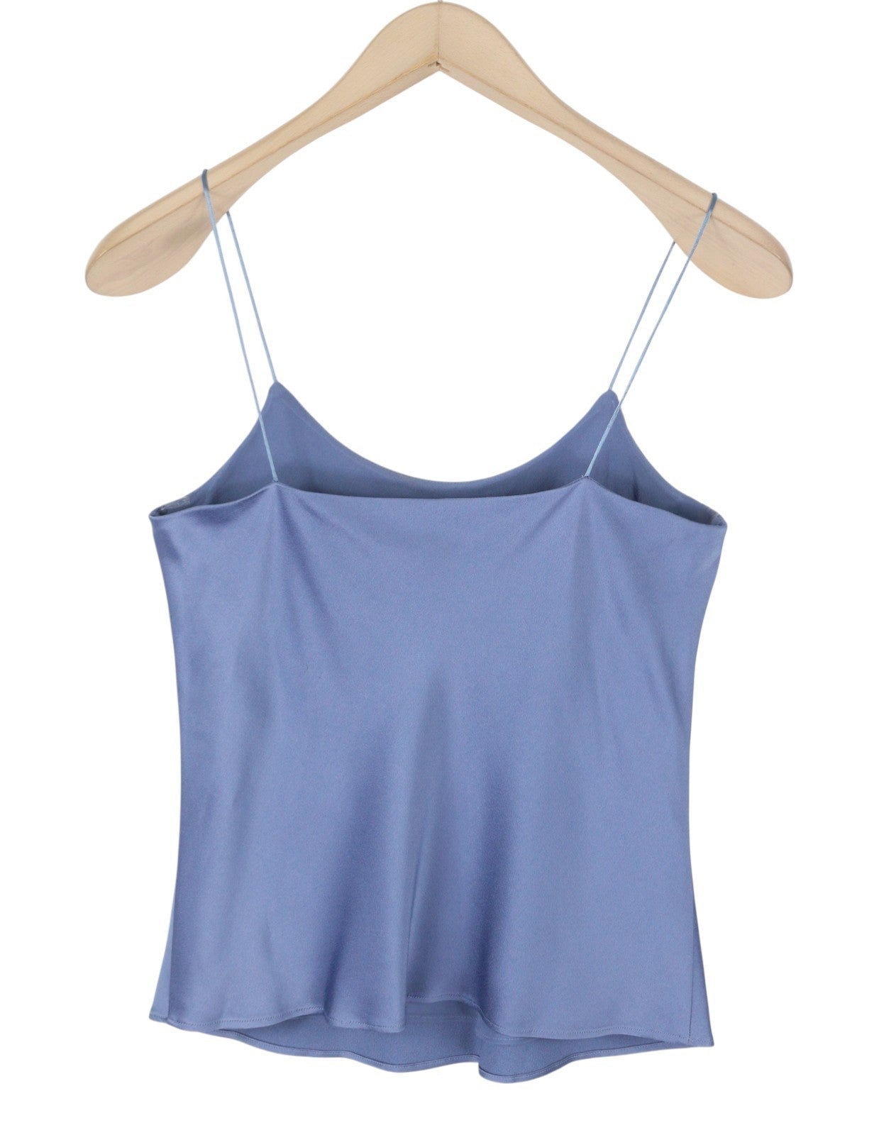 MAX MARA Women Blouse EU38 Blue Spaghetti Strap Glossy Look Lined