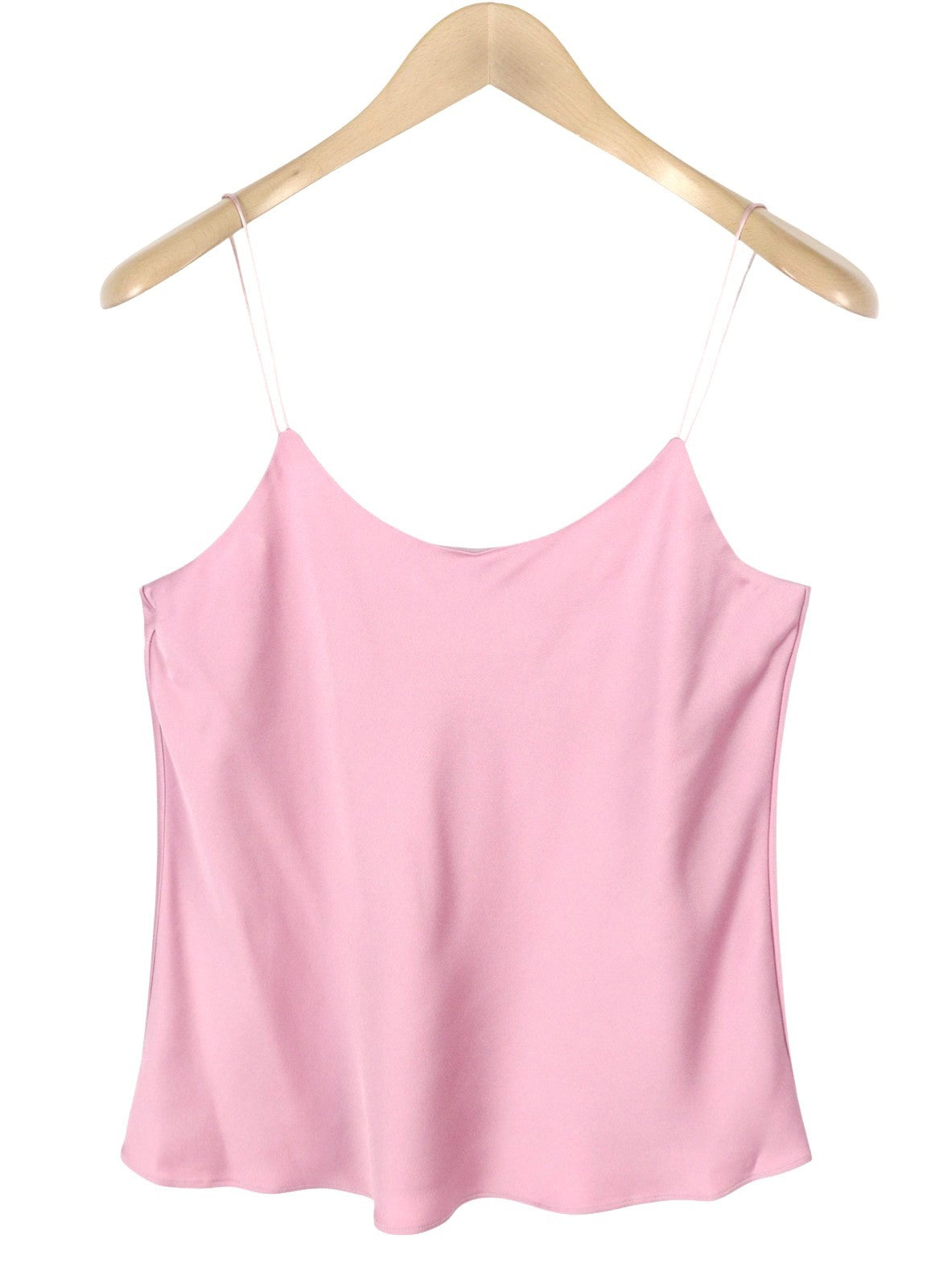 MAX MARA Women Blouse EU42 Pink Spaghetti Strap Gloss Finish Lined