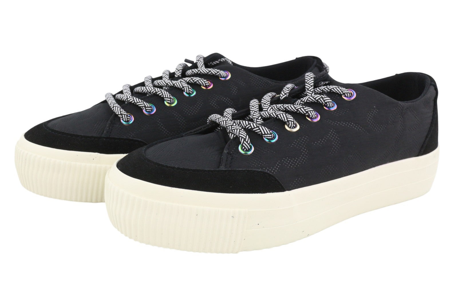 DESIGUAL Street Padded Women Sneakers EU40 Black Leather Lace Up Platform