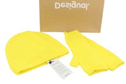 DESIGUAL Pack Gift Box Plain Women Gloves & Hat Set OS Yellow Knit Duo